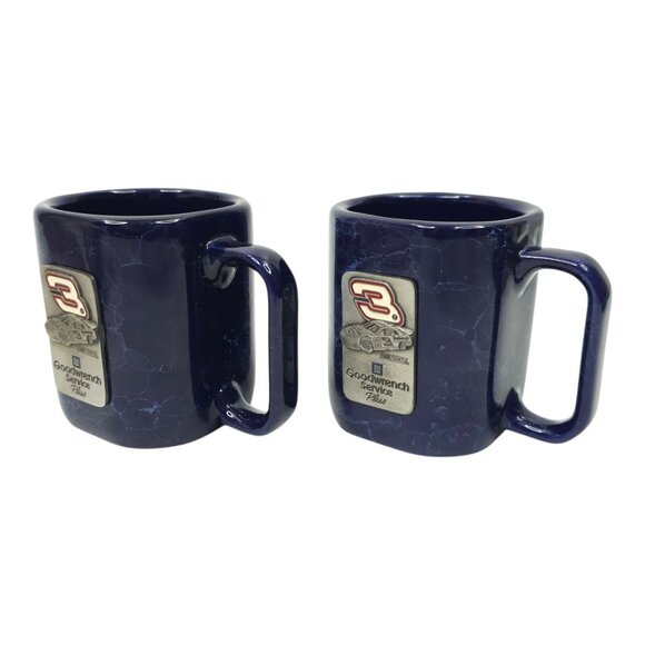 Dale Earnhardt #3 GM Goodwrench Service Plus Coffee Mugs Ceramic Blue Marbleized - Picture 3 of 12
